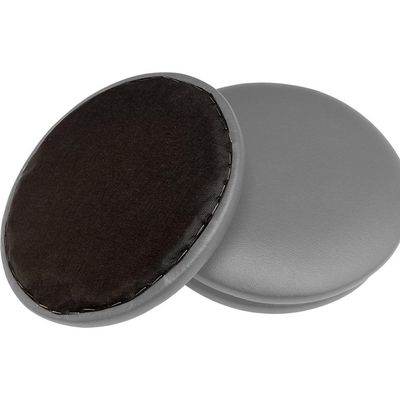 Kit 02 Assentos Redondo Banqueta Cadeira Estofados Poltronas H02 Corino Cinza 35 cm - Lyam Decor