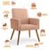 Kit 04 Poltronas Decorativa Maria W01 Pés Palito Linho Rosê Couríssimo Camel - Lyam Decor