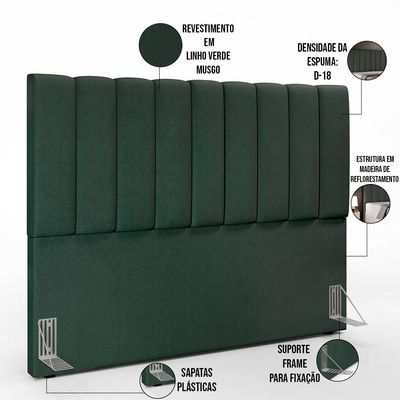 Cabeceira Cama Box Casal Queen 160 cm Dália W01 Linho Verde Musgo - Lyam Decor