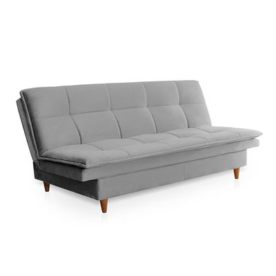 Sofá-Cama Casal 3 Lugares Mirage Veludo Cinza