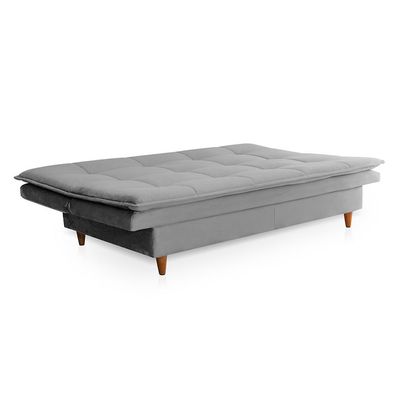 Sofá-Cama Casal 3 Lugares Mirage Veludo Cinza