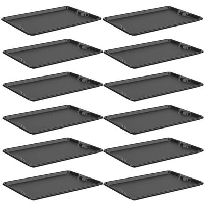 Kit 12 Bandejas Servir Plástica Preta 48x33cm Coza Uno Bar Lanchonetes Restaurantes