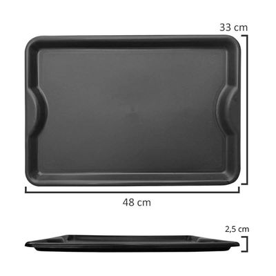 Kit 12 Bandejas Servir Plástica Preta 48x33cm Coza Uno Bar Lanchonetes Restaurantes