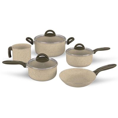 Conjunto De Panelas De Alumínio Antiaderente Com 5 Peças Ceramic Life Suprema Vanilla - 7244-100 - - Brinox