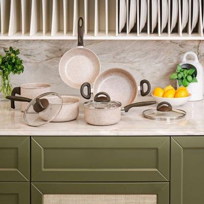 Conjunto De Panelas De Alumínio Antiaderente Com 5 Peças Ceramic Life Suprema Vanilla - 7244-100 - - Brinox
