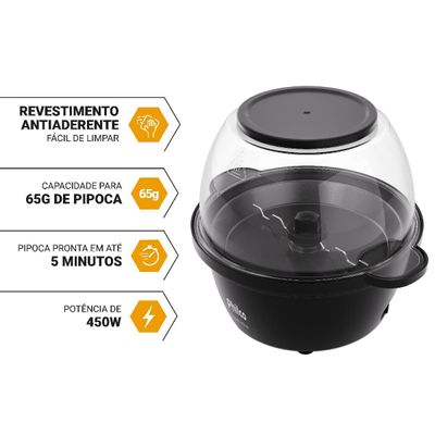 Pipoqueira Elétrica Philco 2 em 1 Antiaderente 65g PPIE03A 127V