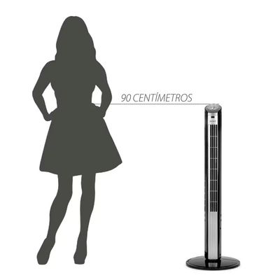 Ventilador de Torre 90cm Spirit Easy 40W de Potência e 3 Velocidades Preto com Prata / 220V