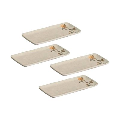 Conjunto de Travessas Retangulares Pequenas Orgânico Campestre 22x9,5cm 04 Peças Porto Brasil Cinza