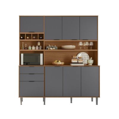 Cozinha Compacta Viena 8 Portas E 2 Gavetas Lukaliam Móveis Jequitiba-cinza Fosco
