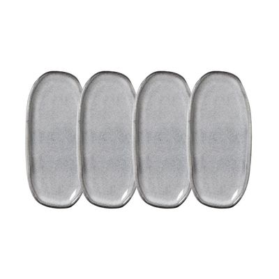 Conjunto de Travessas Oval Rasa Mini Orgânico Dust 16,5x8cm 4 Peças Porto Brasil Preto