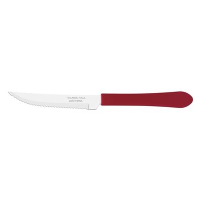 Kit 6 Faca Churrasco Tramontina Leme Inox e  Vermelho 4"