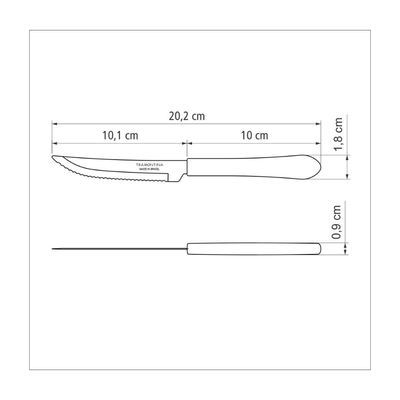 Kit 6 Faca Churrasco Tramontina Leme Inox e  Vermelho 4"