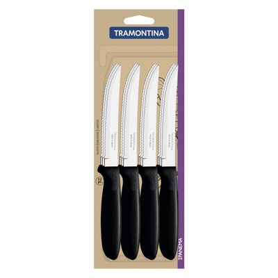 Conjunto de Facas para Churrasco Tramontina Ipanema com Laminas em Aço Inox e Cabos de Polipropileno Preto 12 Peças