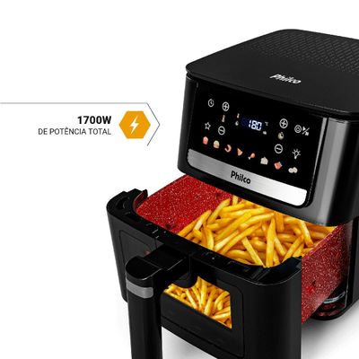 Air Fryer Philco 6,5L Visor Glass e Redstone 1700W PAF65A 127V