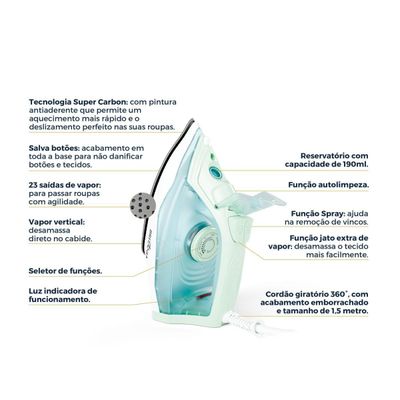 Ferro de Passar a Vapor Super Carbon Britânia BFV08 127V