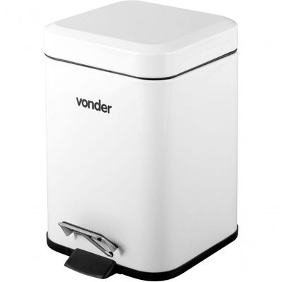 Lixeira Retangular 3 Litros Inox Branca 6356003002 Vonder