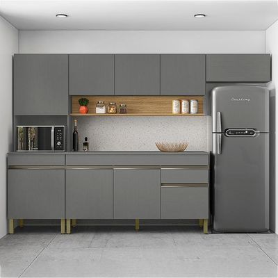 Cozinha Modulada 4 Pecas Com Balcao Tampo Line Gris Cp Freijo Ktp