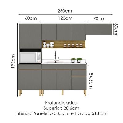 Cozinha Modulada 4 Pecas Balcao Pia Line Ktp Gris Cp Freijo