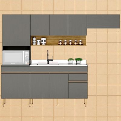 Cozinha Modulada 4 Pecas Balcao Pia Line Ktp Gris Cp Freijo
