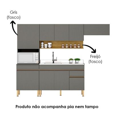 Cozinha Modulada 4 Pecas Balcao Pia Line Ktp Gris Cp Freijo
