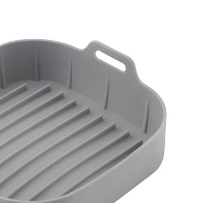 Kit 2 Formas Quadradas de Silicone para Air Fryer Cinza P e M Lyor Reutilizável Carne Bolo Torta