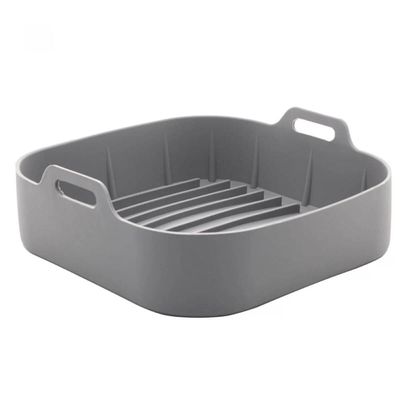 Kit 2 Formas Quadradas de Silicone para Air Fryer Cinza P e M Lyor Reutilizável Carne Bolo Torta