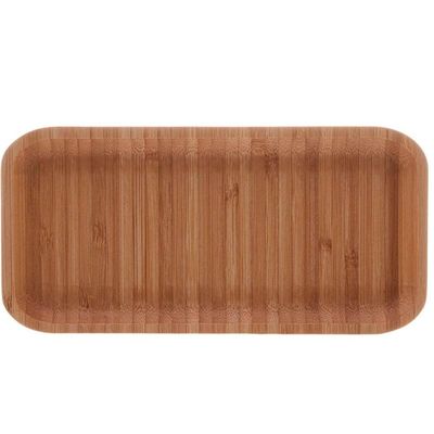Conjunto Boleira com Tampa e 6 Bandejas de Bambu Retangulares Mesa Posta Cozinha