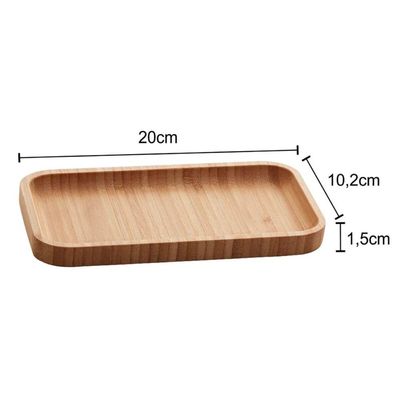 Conjunto Boleira com Tampa e 6 Bandejas de Bambu Retangulares Mesa Posta Cozinha