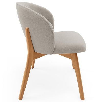 Kit 06 Cadeiras De Jantar E Estar Living Estofada Mia L02 Bouclê Creme - Lyam Decor