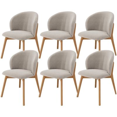 Kit 06 Cadeiras De Jantar E Estar Living Estofada Mia L02 Bouclê Creme - Lyam Decor