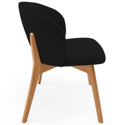 Kit 06 Cadeiras De Jantar E Estar Living Estofada Mia L02 Bouclê Preto - Lyam Decor