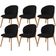 Kit 06 Cadeiras De Jantar E Estar Living Estofada Mia L02 Bouclê Preto - Lyam Decor