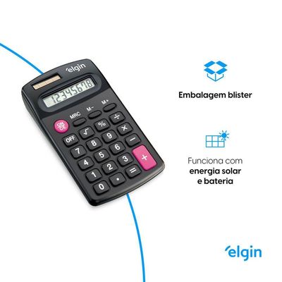 Calculadora De Bolso CB 1483 8 Dígitos 4 Operações Básicas Visor De Cristal Líquido Alimentação Solar
