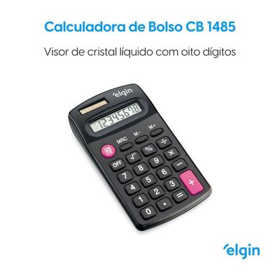 Calculadora De Bolso CB 1483 8 Dígitos 4 Operações Básicas Visor De Cristal Líquido Alimentação Solar