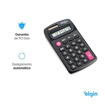 Calculadora De Bolso CB 1483 8 Dígitos 4 Operações Básicas Visor De Cristal Líquido Alimentação Solar