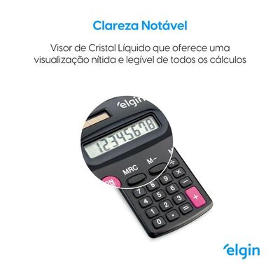 Calculadora De Bolso CB 1483 8 Dígitos 4 Operações Básicas Visor De Cristal Líquido Alimentação Solar