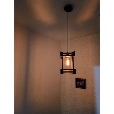 Lustre Luminária De Teto Rústico De Madeira Com Lâmpada Retrô Lâmpada Inclusa Sala Quarto Pousada