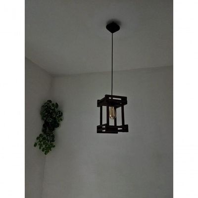 Lustre Luminária De Teto Rústico De Madeira Com Lâmpada Retrô Lâmpada Inclusa Sala Quarto Pousada