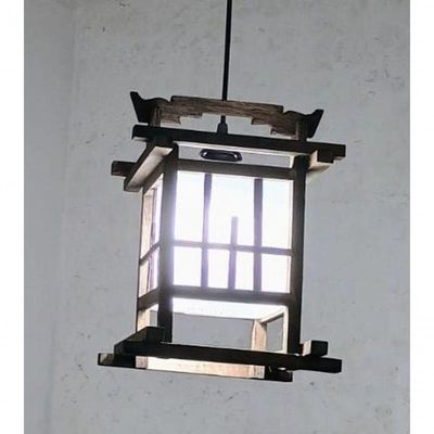 Lustre De Teto Luminária Oriental Japonês Rustico Madeira Artesanal Sala Quarto Hotel Pousada