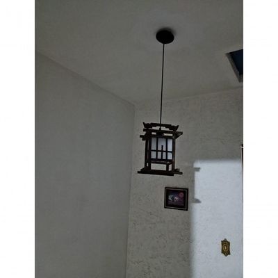 Lustre De Teto Luminária Oriental Japonês Rustico Madeira Artesanal Sala Quarto Hotel Pousada