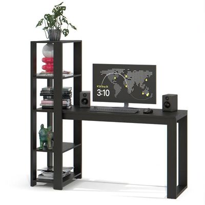 Mesa Escrivaninha Para Home Office E Escritório Paris Com Prateleiras Estilo Industrial Em Mdf