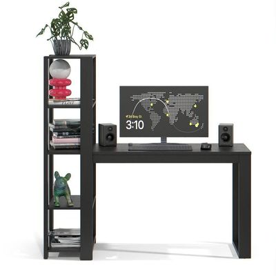 Mesa Escrivaninha Para Home Office E Escritório Paris Com Prateleiras Estilo Industrial Em Mdf