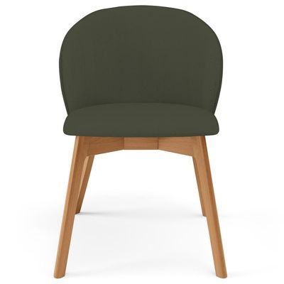 Kit 02 Cadeiras de Jantar e Estar Living Estofada Mia L02 Linho Verde Musgo - Lyam Decor