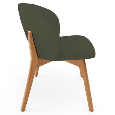 Kit 02 Cadeiras de Jantar e Estar Living Estofada Mia L02 Linho Verde Musgo - Lyam Decor