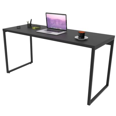 Kit 02 Mesas Para Escritório Home Office Estilo Industrial Form C01 150 cm Preto Onix - Lyam Decor