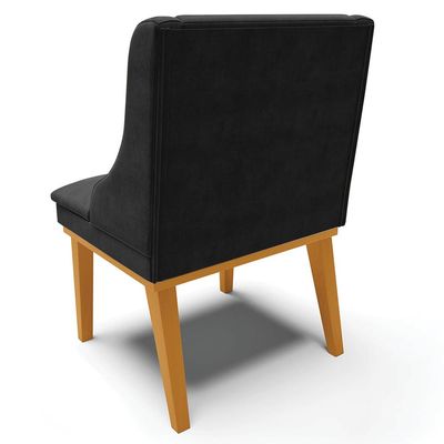 Kit 5 Cadeiras Decorativas Sala de Jantar Base Fixa de Madeira Firenze Suede Preto/Castanho G19 - Gran Belo