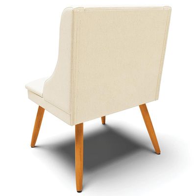 Kit 5 Cadeiras Decorativas Sala de Jantar Pés Palito de Madeira Firenze Linho Bege/Natural G19 - Gran Belo