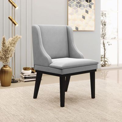 Cadeira Decorativa Sala de Jantar Base Fixa de Madeira Firenze Suede Cinza/Preto G19 - Gran Belo