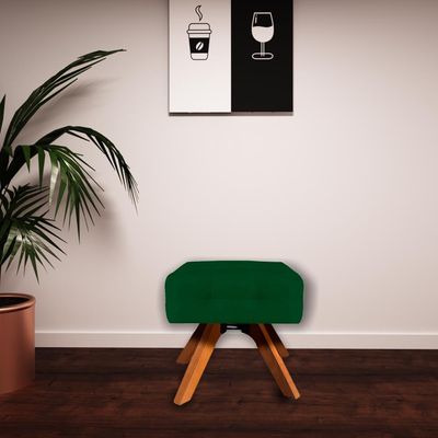 Puff Decorativo Base Giratória Karen Suede Verde - Gran Belo