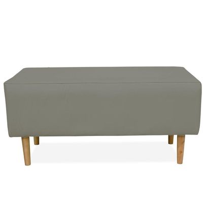 Kit 02 Puffs Decorativo Sala de Estar Cléo W01 Pés Palito 90 cm Corino Cinza - Lyam Decor